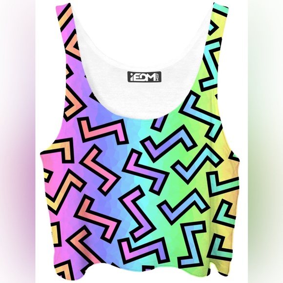 iEDM Tops - iEDM 80s Rainbow Crop Top // Festival Rave Party Tank Top in Size S